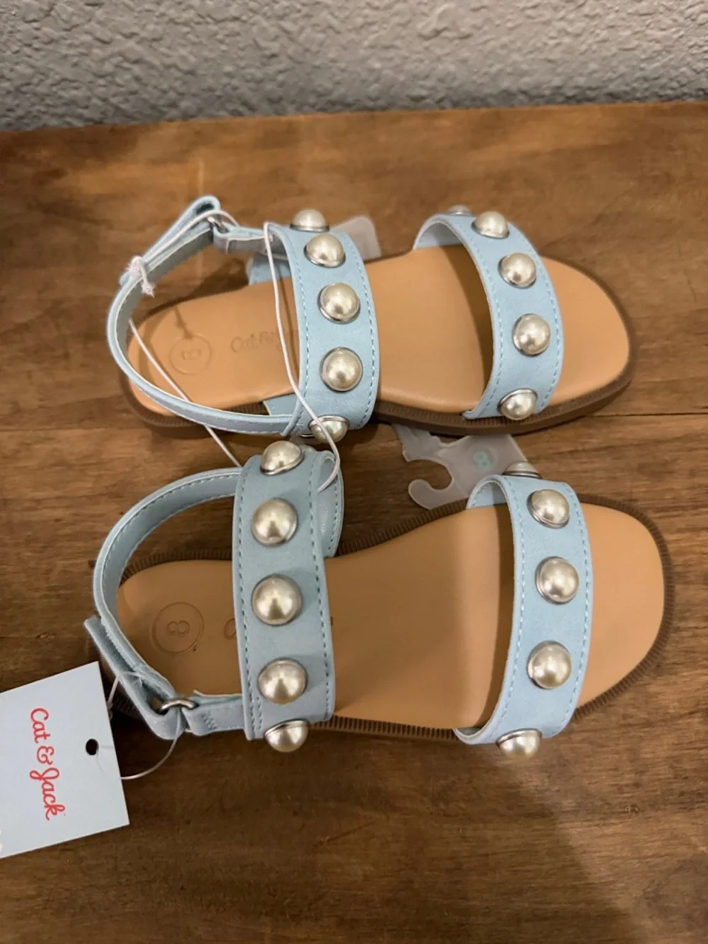 Cat & Jack Kids Light Blue Studded Sandals  size 8